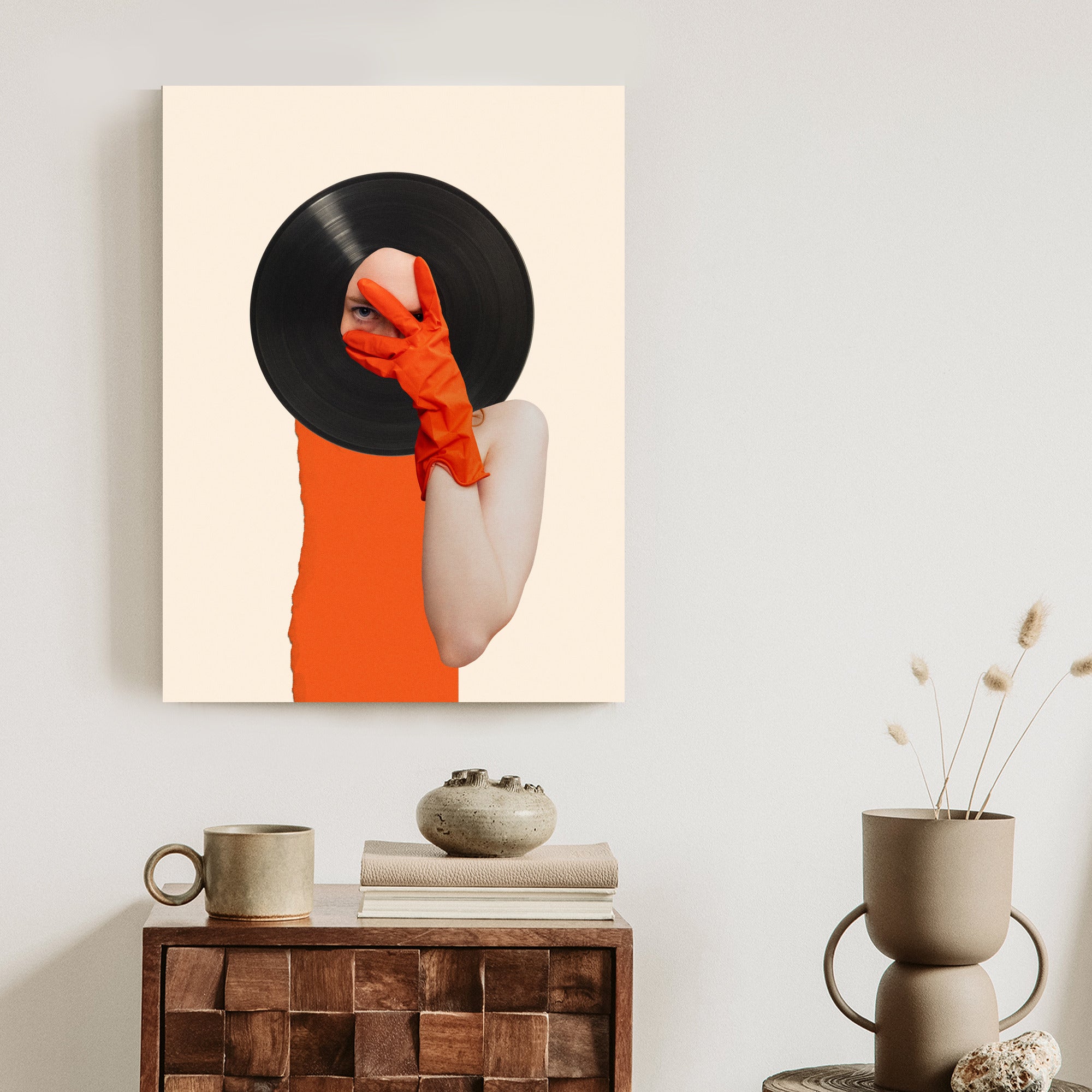 Plakat Muzyka Umysłu Na Płycie Winylowej Kolaż Pop-Art Rama Aluminiowa Kolor Czarny