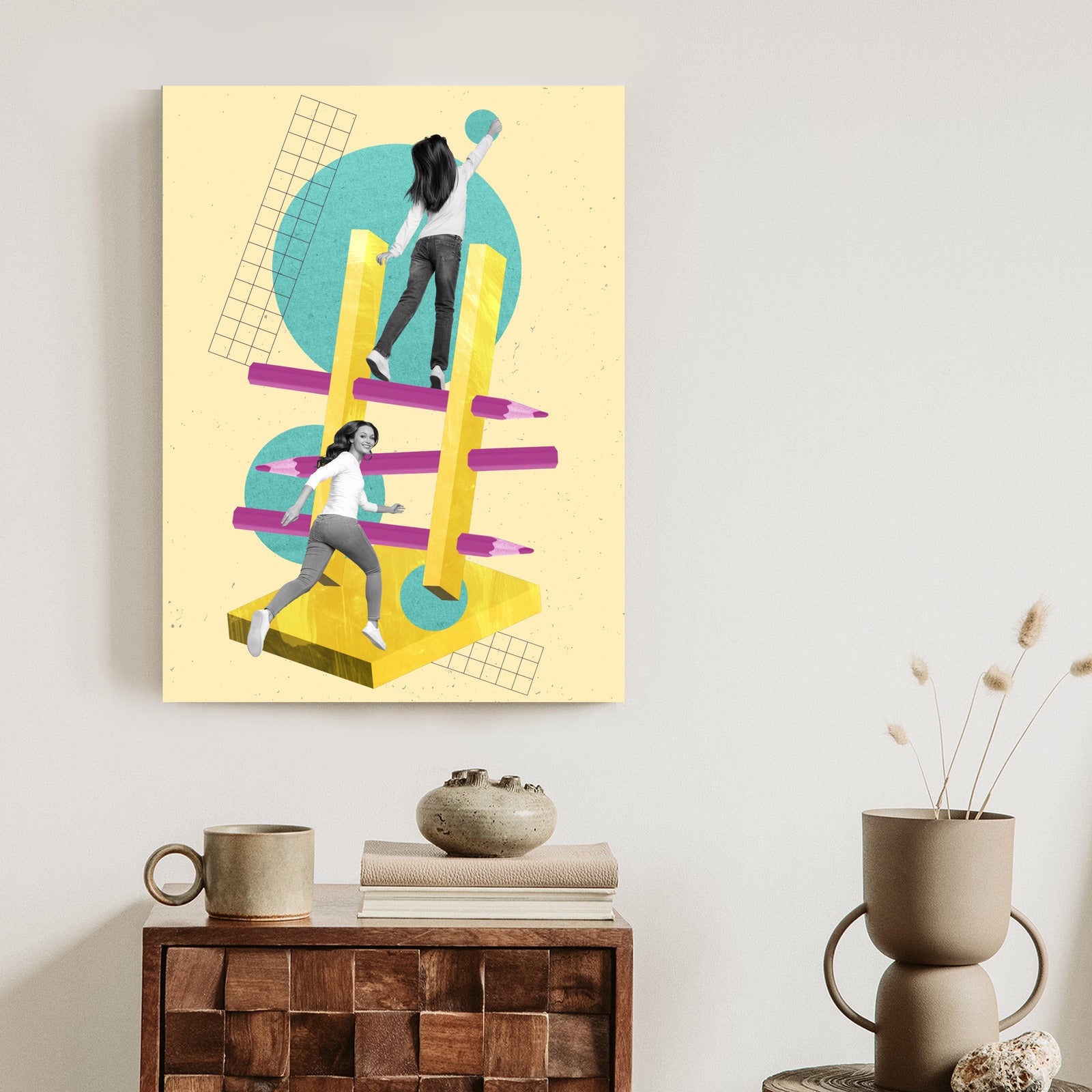 Plakat Droga Na Szczyt - Kolaż W Stylu Pop-Art Rama Aluminiowa Kolor Czarny