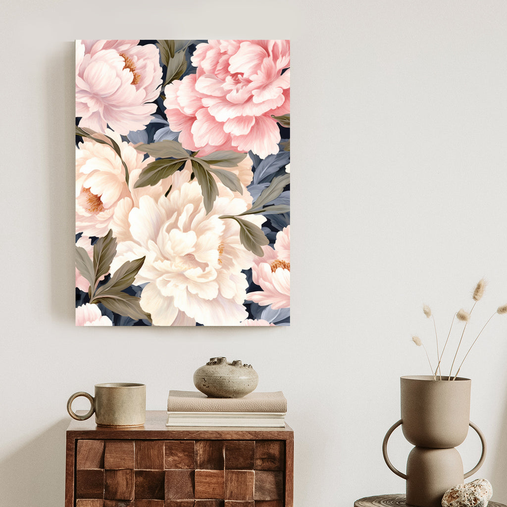 Plakat Pastelowe Piwonie Rama Aluminiowa Kolor Czarny