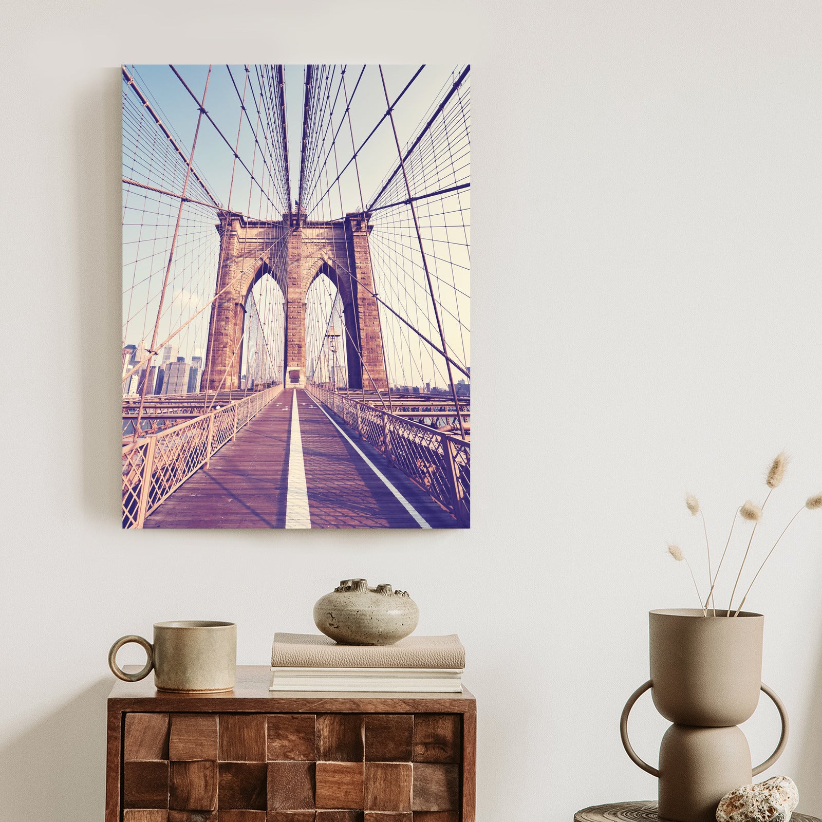Plakat Nyc Brooklyn Bridge W Stylu Retro Rama Aluminiowa Kolor Czarny