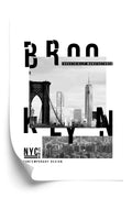 Plakat Czarno Biały Kolaż Brooklyn Nyc Rama Aluminiowa Kolor Czarny