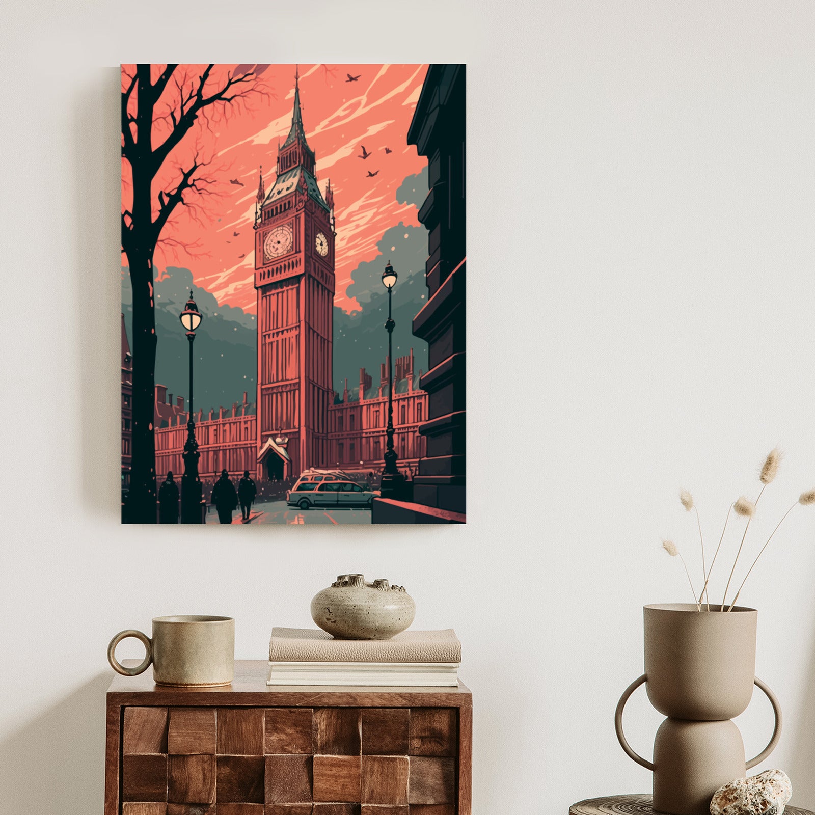 Plakat Big Ben W Londynie Komiksowa Ilustracja Rama Aluminiowa Kolor Czarny