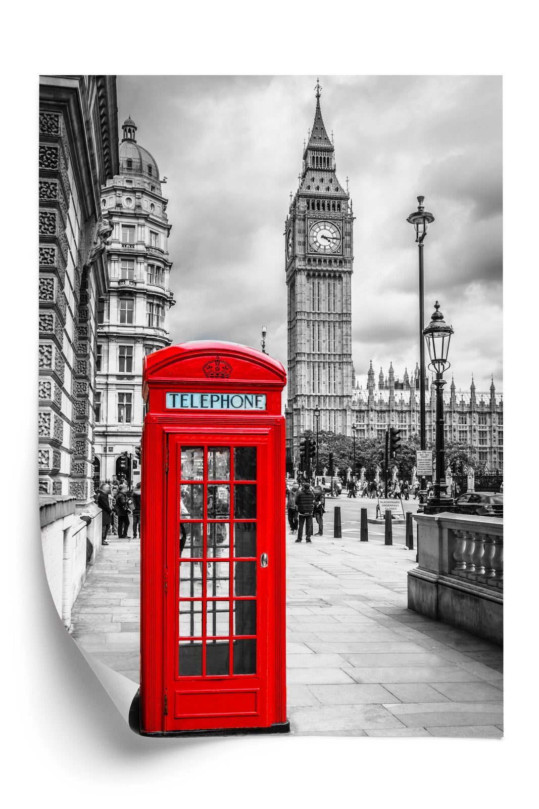 Plakat Big Ben W Tle Czerwonej Budki Telefonicznej Rama Aluminiowa Kolor Czarny