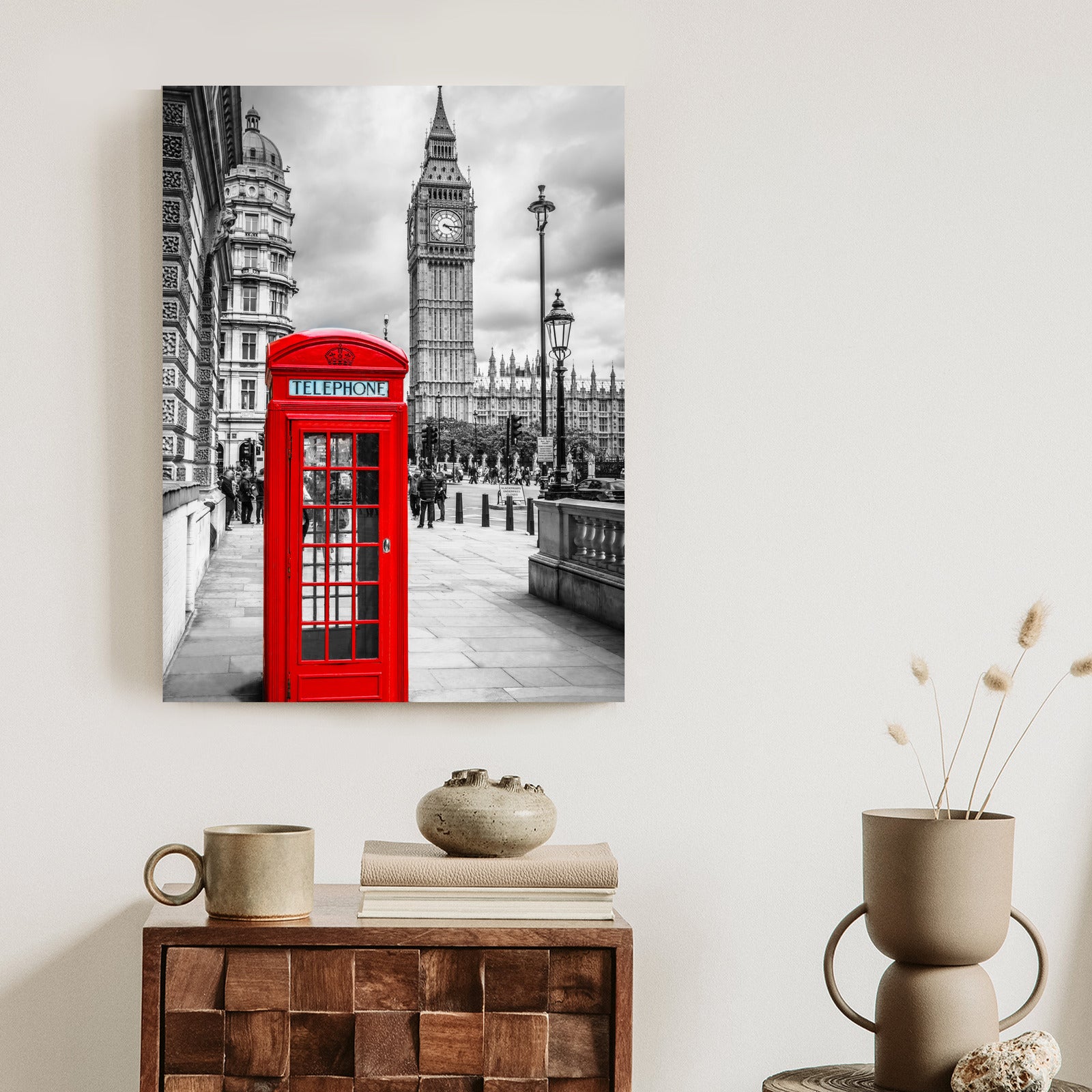 Plakat Big Ben W Tle Czerwonej Budki Telefonicznej Rama Aluminiowa Kolor Czarny