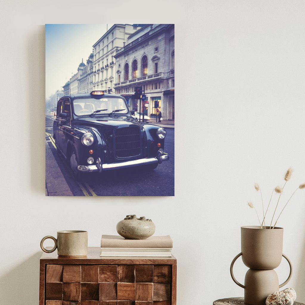 Plakat Czarna Taksówka W Stylu Retro Rama Aluminiowa Kolor Czarny