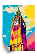 Plakat Kolorowy Big Ben Ilustracja Rama Aluminiowa Kolor Czarny