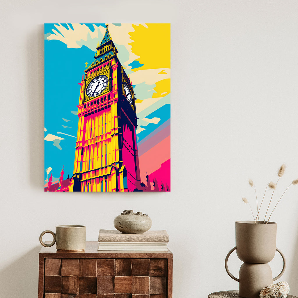 Plakat Kolorowy Big Ben Ilustracja Rama Aluminiowa Kolor Czarny