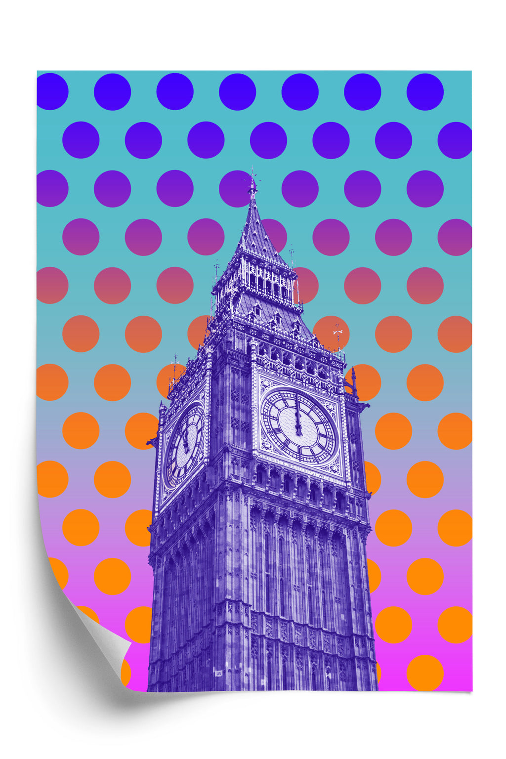 Plakat Big Ben W Stylu Pop Art Na Kolorowym Tle Rama Aluminiowa Kolor Czarny