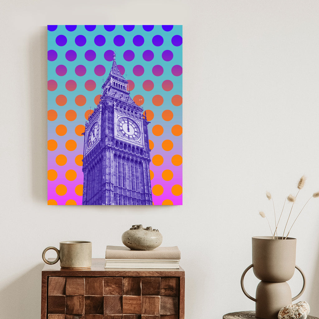 Plakat Big Ben W Stylu Pop Art Na Kolorowym Tle Rama Aluminiowa Kolor Czarny