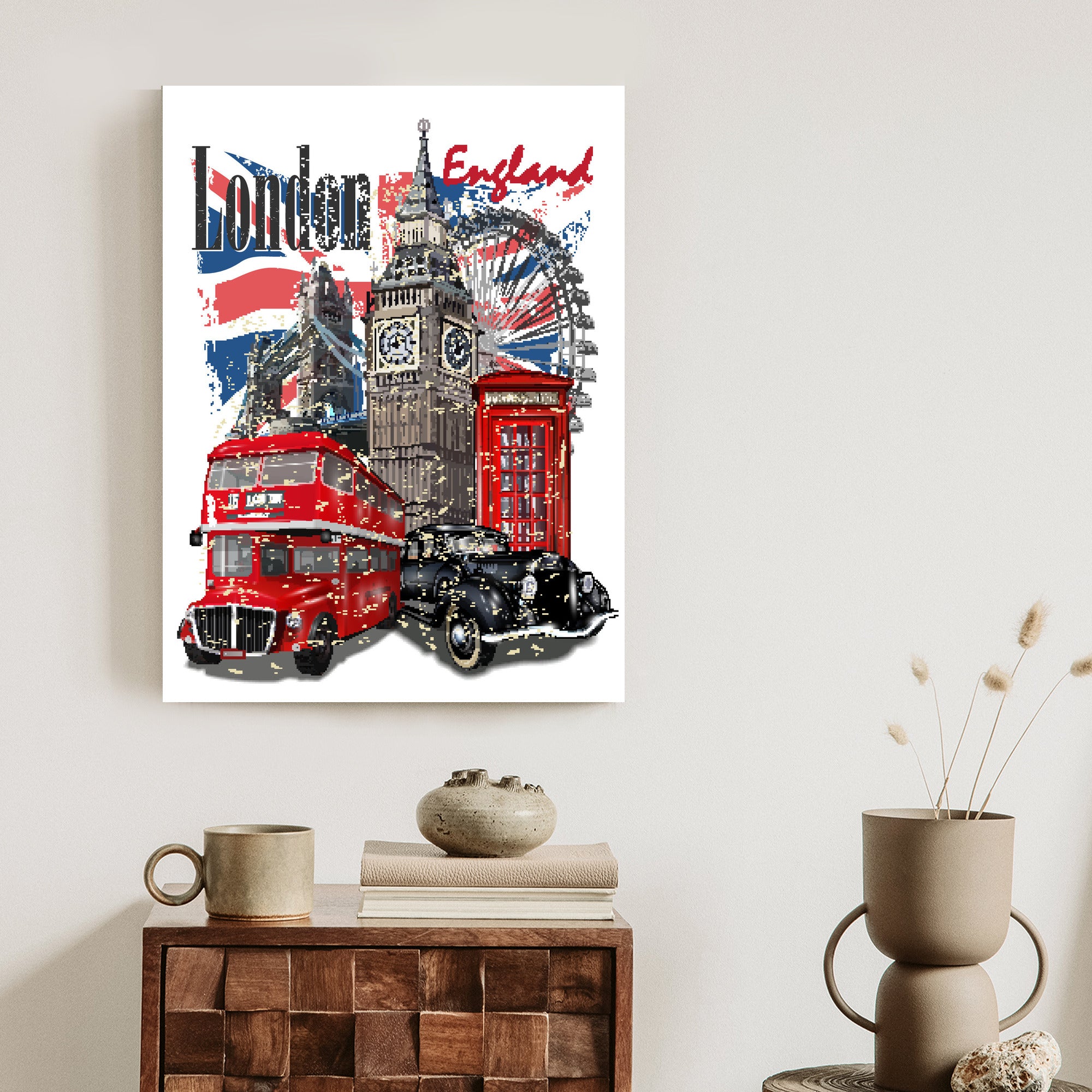 Plakat Londyn I Słynne Atrakcje Turystyczne Rama Aluminiowa Kolor Czarny