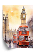 Plakat Autobus I Big Ben W Akwarelowym Londynie Rama Aluminiowa Kolor Czarny