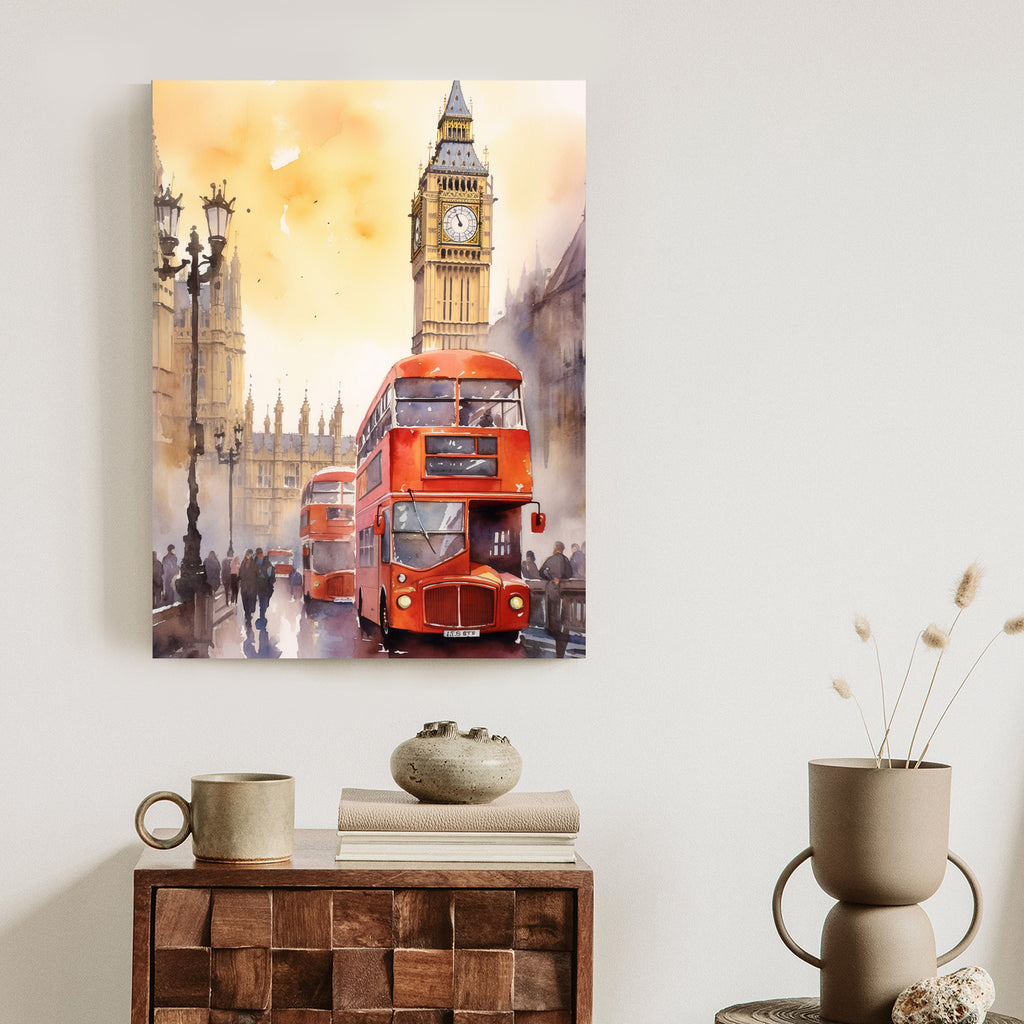 Plakat Autobus I Big Ben W Akwarelowym Londynie Rama Aluminiowa Kolor Czarny