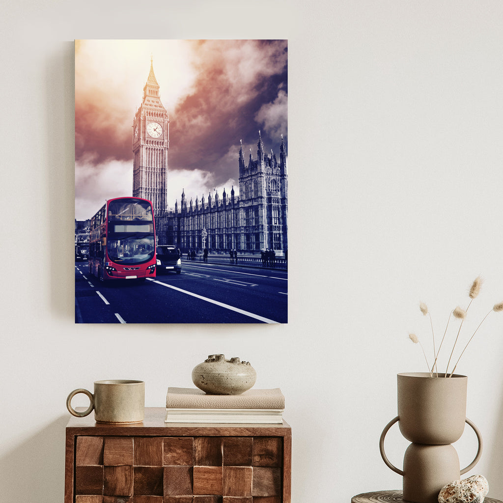 Plakat Czerwony Autobus I Pałac Westminsterski Rama Aluminiowa Kolor Czarny
