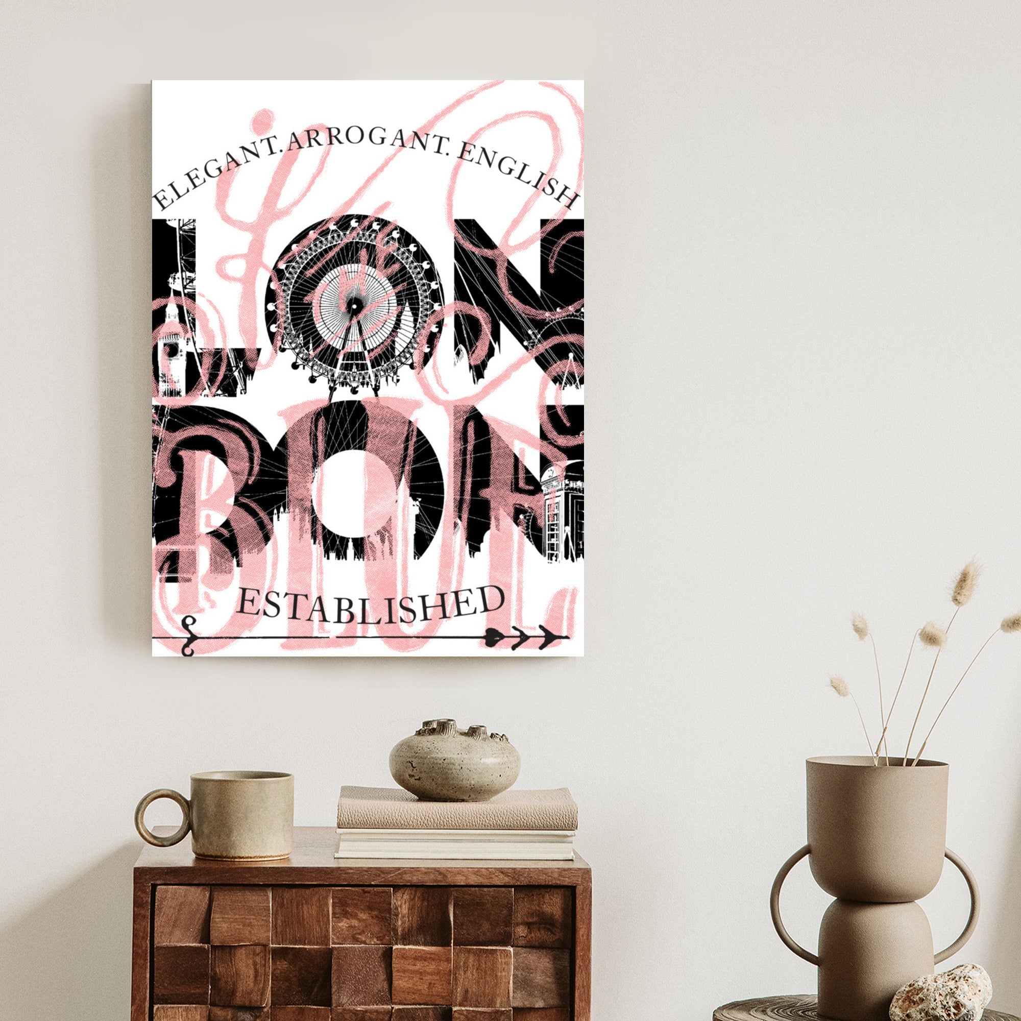 Plakat Londyn Typografia Na Białym Tle Rama Aluminiowa Kolor Czarny