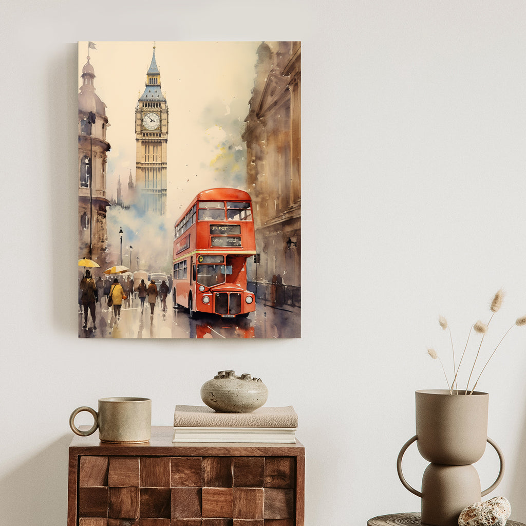 Plakat Czerwony Autobus I Big Ben W Londynie Akwarela Rama Aluminiowa Kolor Czarny