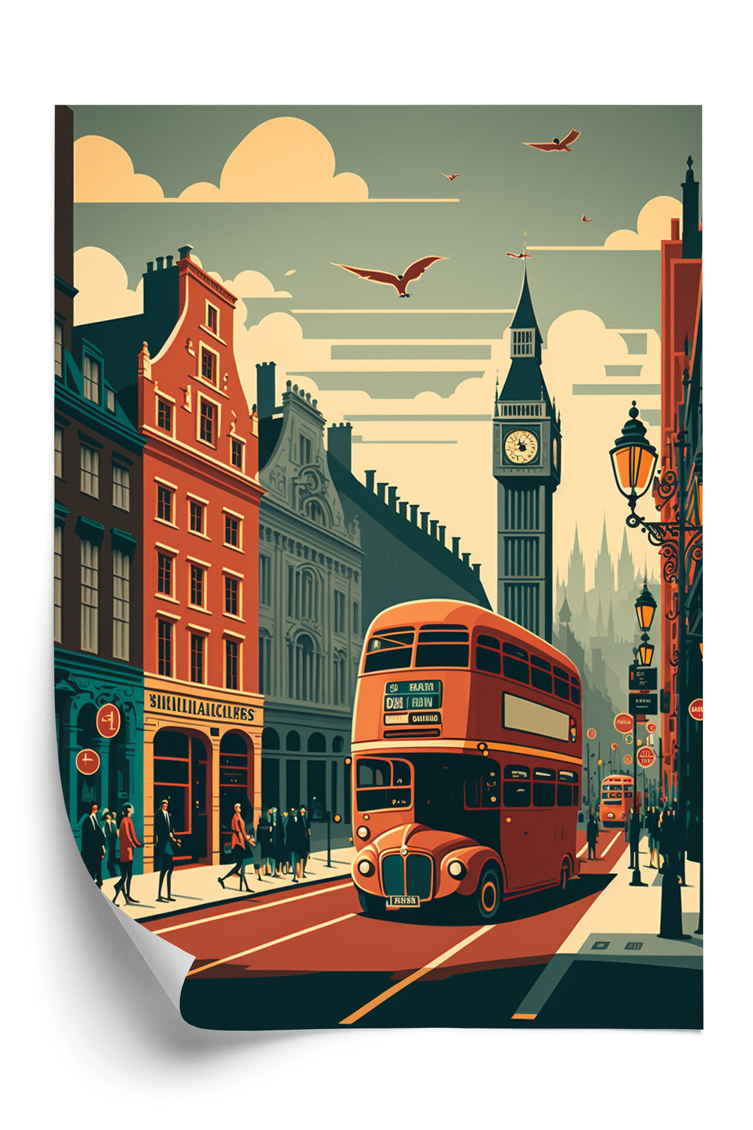 Plakat Londyński Autobus Na Ulicy Miasta Rama Aluminiowa Kolor Czarny