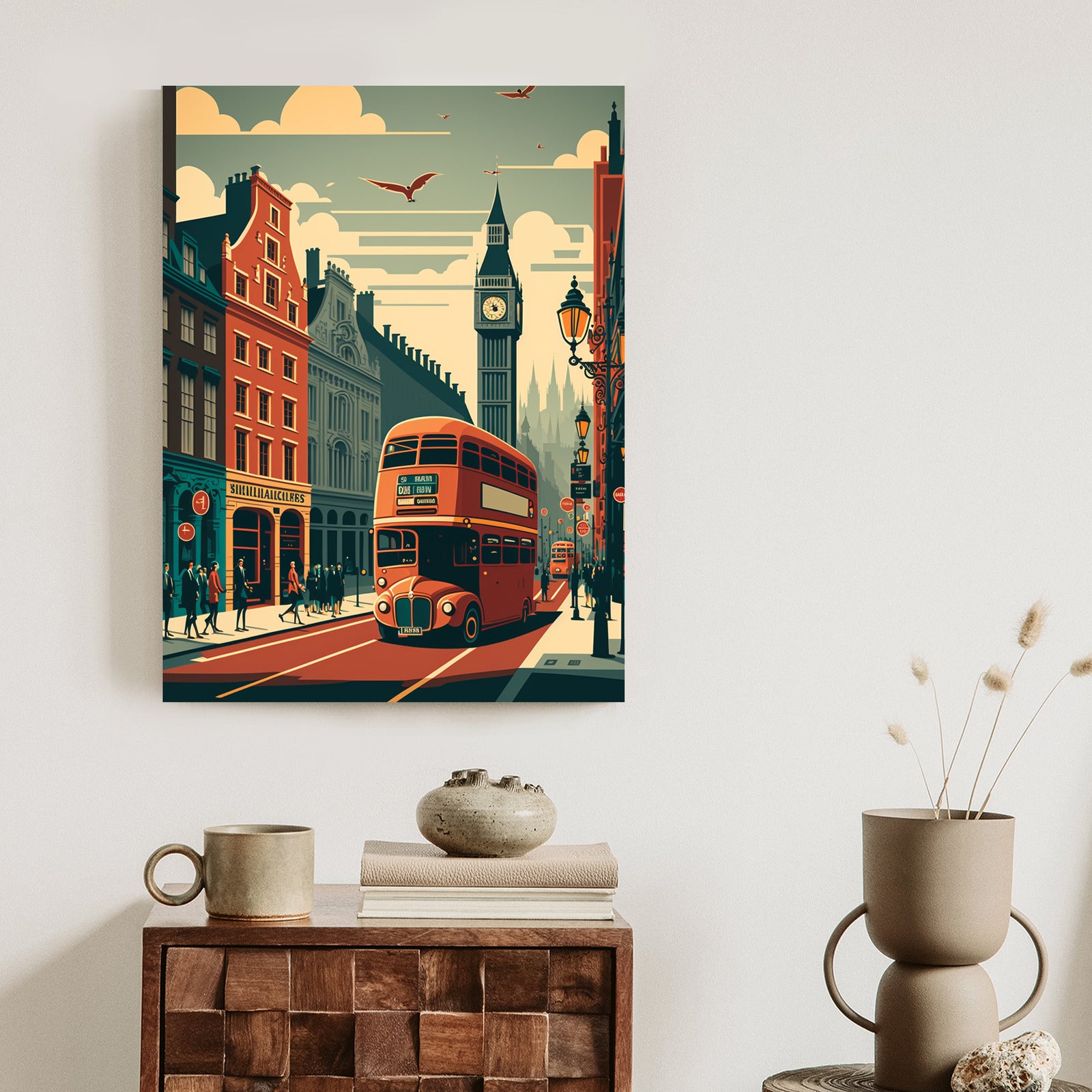 Plakat Londyński Autobus Na Ulicy Miasta Rama Aluminiowa Kolor Czarny