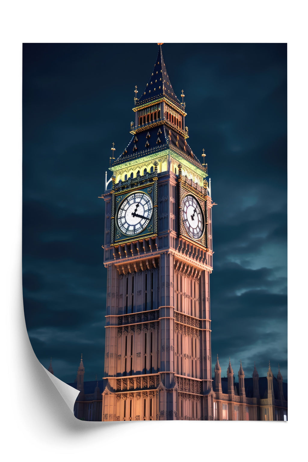 Plakat Londyński Big Ben Nocą Rama Aluminiowa Kolor Czarny