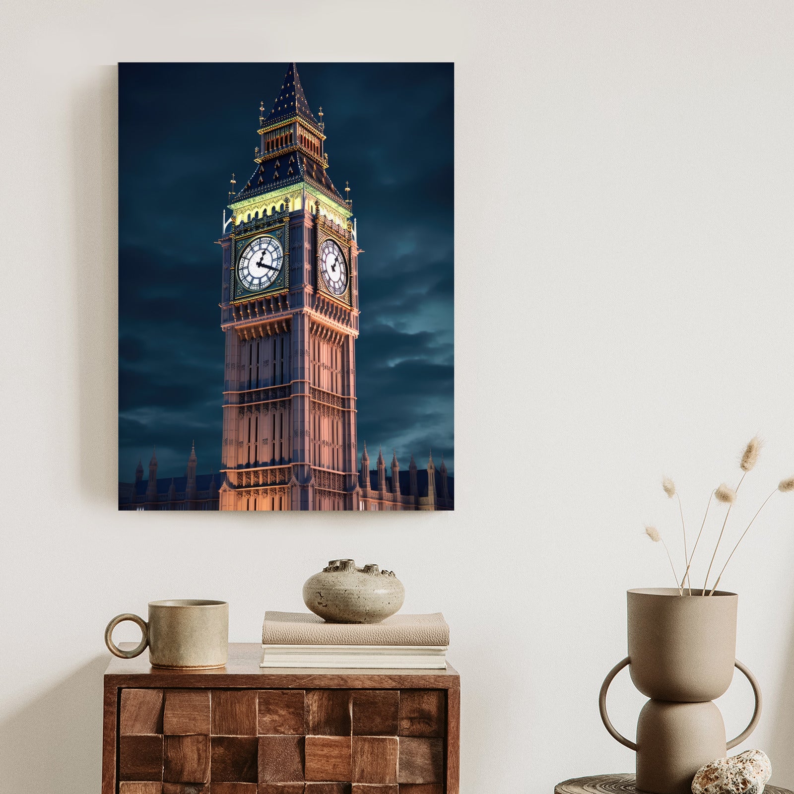 Plakat Londyński Big Ben Nocą Rama Aluminiowa Kolor Czarny
