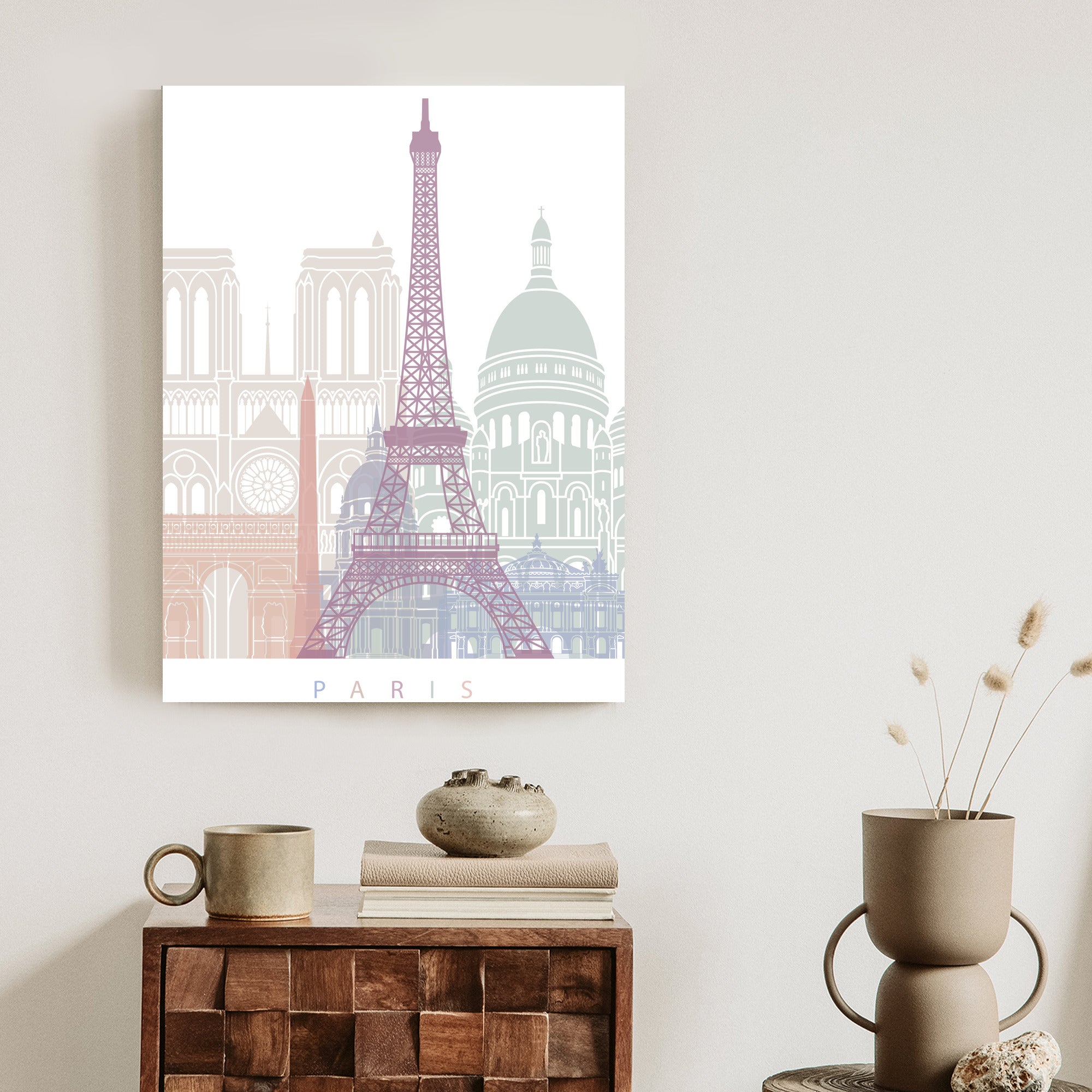 Plakat Paryż - Grafika Pastelowa Rama Aluminiowa Kolor Czarny