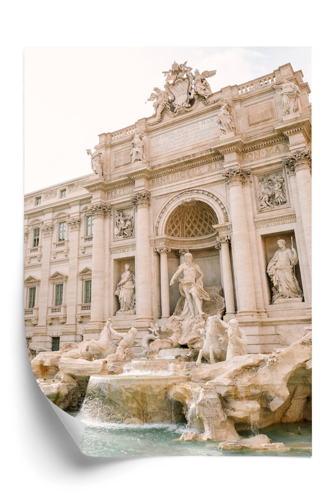 Plakat Fontanna Di Trevi Z Rzeźbami Rama Aluminiowa Kolor Czarny