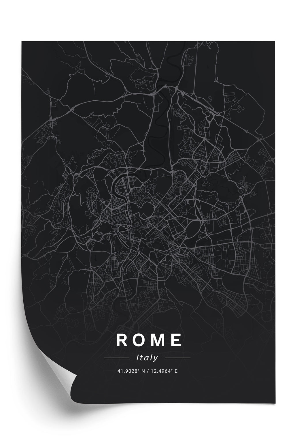 Plakat Mapa Rzymu W Minimalistycznym Stylu Rama Aluminiowa Kolor Czarny