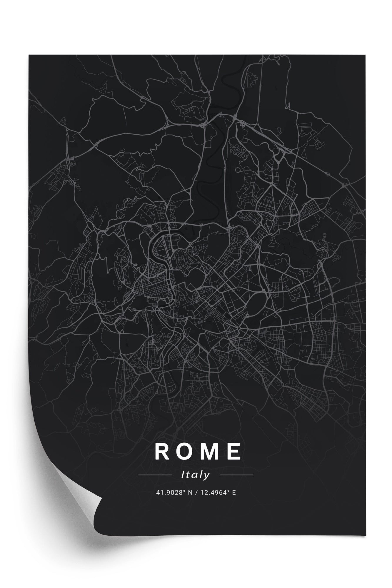 Plakat Mapa Rzymu W Minimalistycznym Stylu Rama Aluminiowa Kolor Czarny