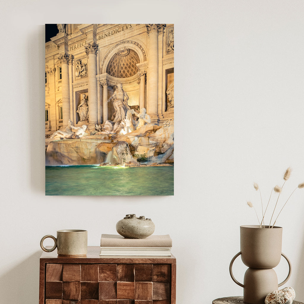 Plakat Fontanna Di Trevi W Rzymie Nocą Rama Aluminiowa Kolor Czarny