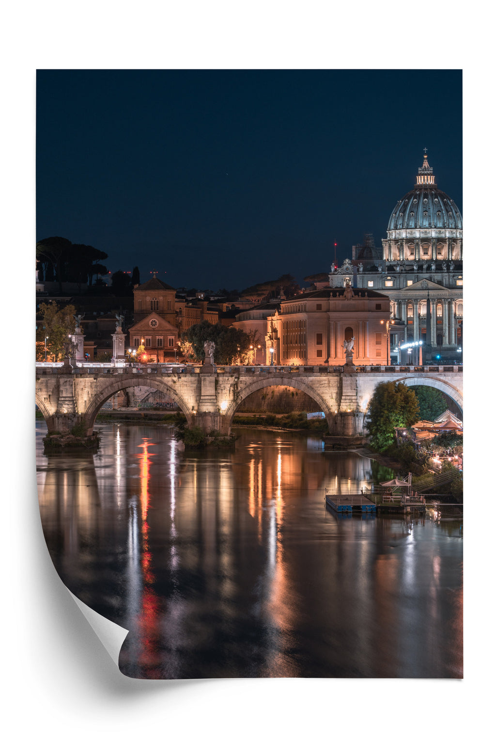 Plakat Tiber Most I Kopuła Watykanu Rama Aluminiowa Kolor Czarny