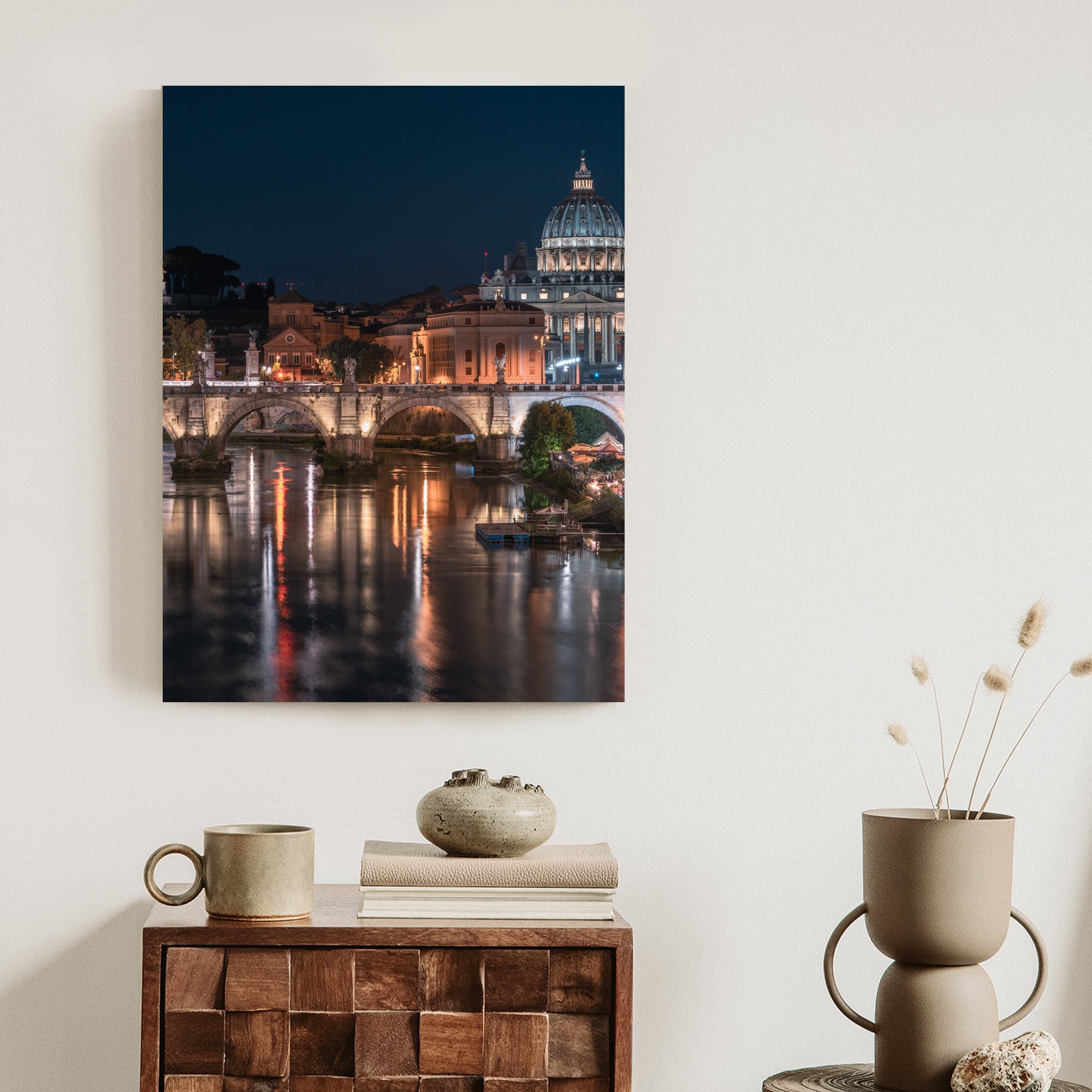 Plakat Tiber Most I Kopuła Watykanu Rama Aluminiowa Kolor Czarny