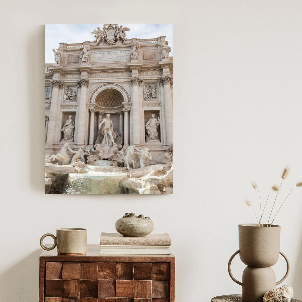 Plakat Rzymska Barokowa Fontanna Di Trevi Rama Aluminiowa Kolor Czarny