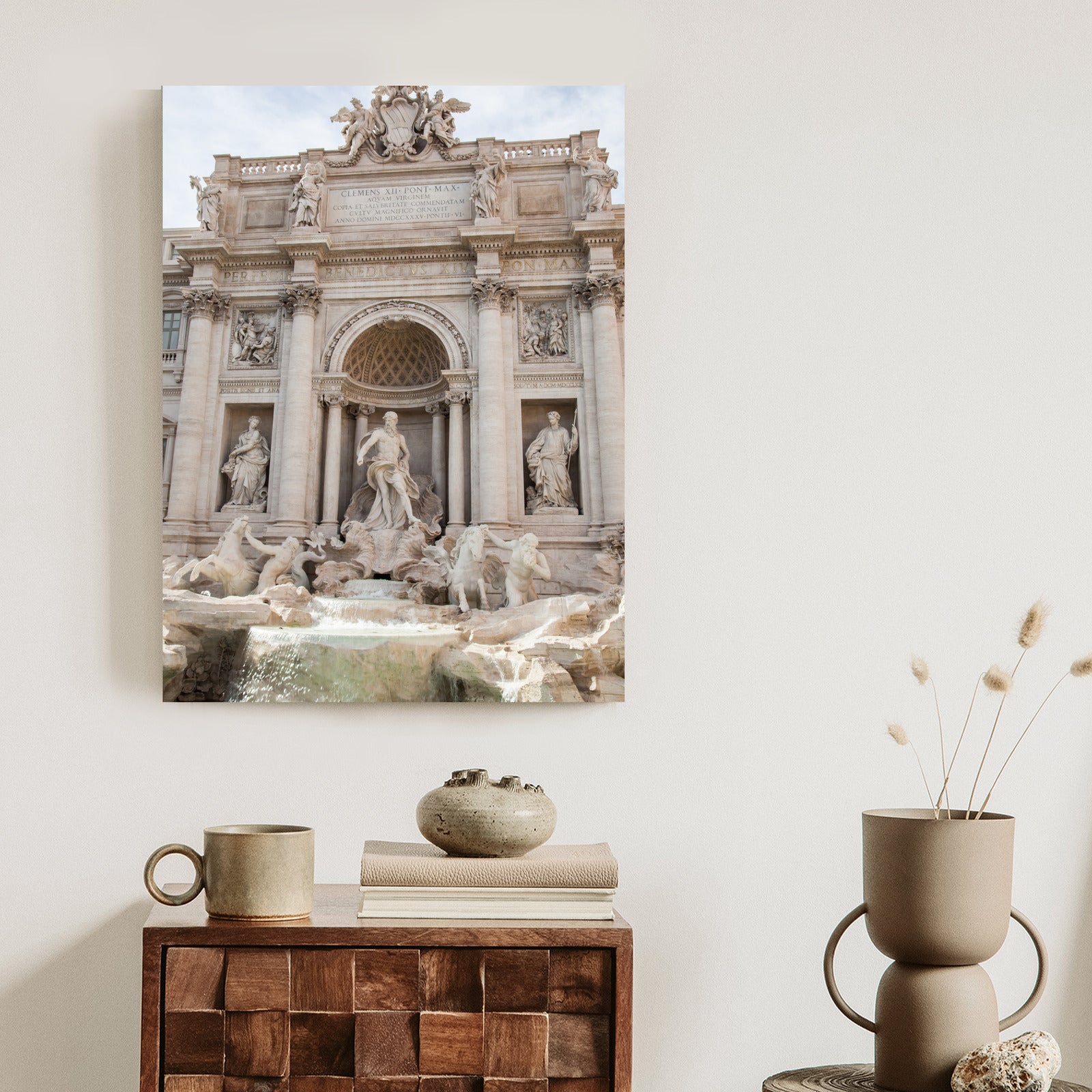 Plakat Rzymska Barokowa Fontanna Di Trevi Rama Aluminiowa Kolor Czarny