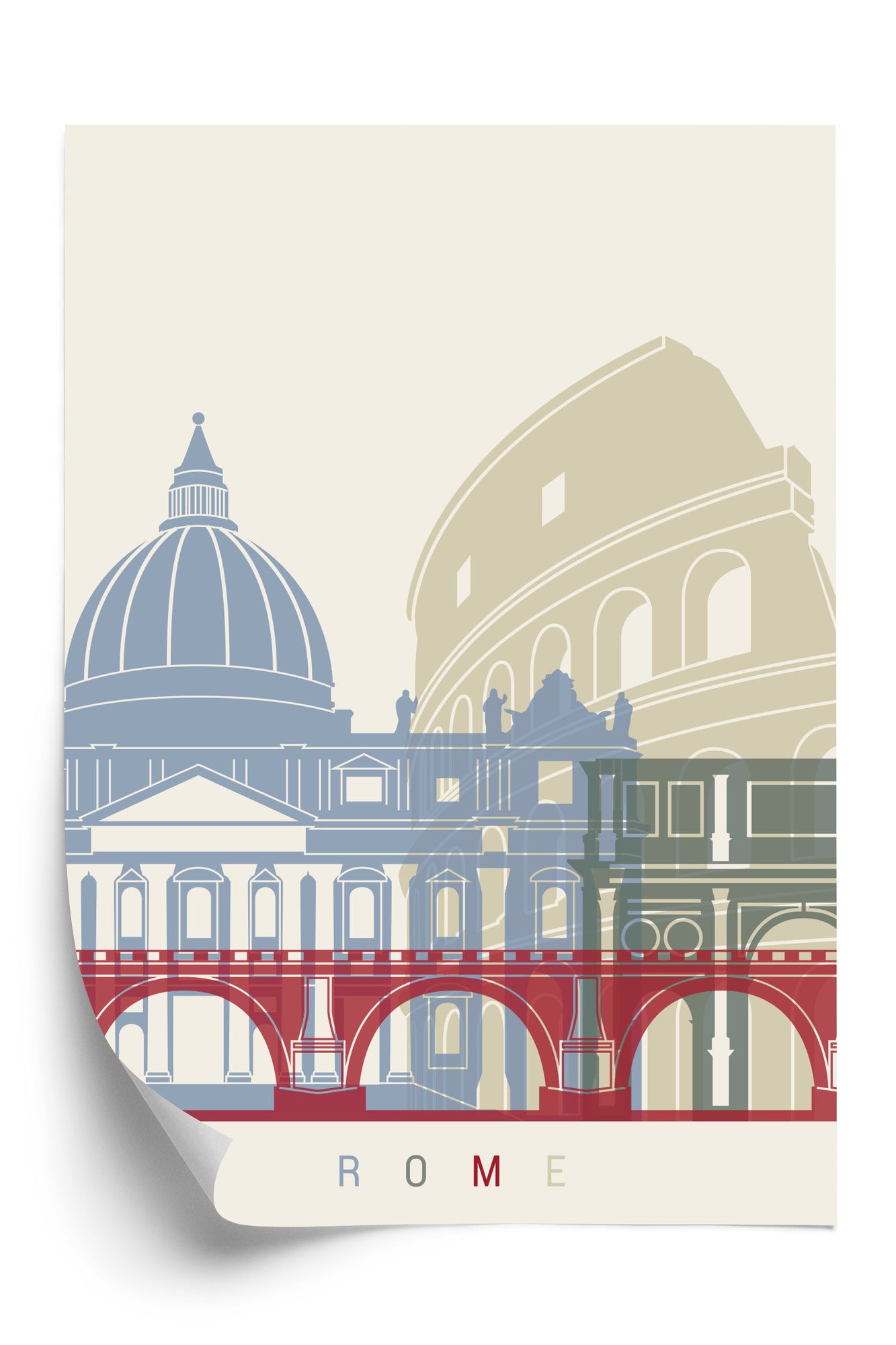 Plakat Kolorowa Ilustracja Architektura Rzymu Rama Aluminiowa Kolor Czarny