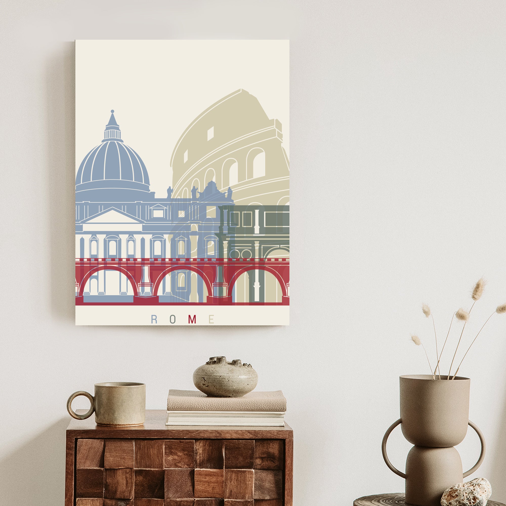 Plakat Kolorowa Ilustracja Architektura Rzymu Rama Aluminiowa Kolor Czarny