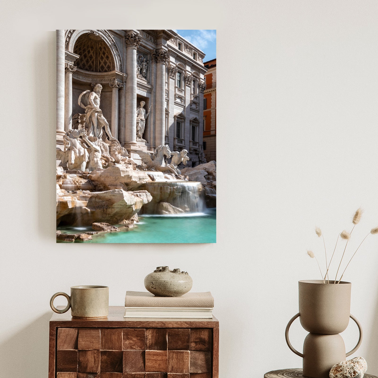 Plakat Fontanna Di Trevi Z Turkusową Wodą Rama Aluminiowa Kolor Czarny