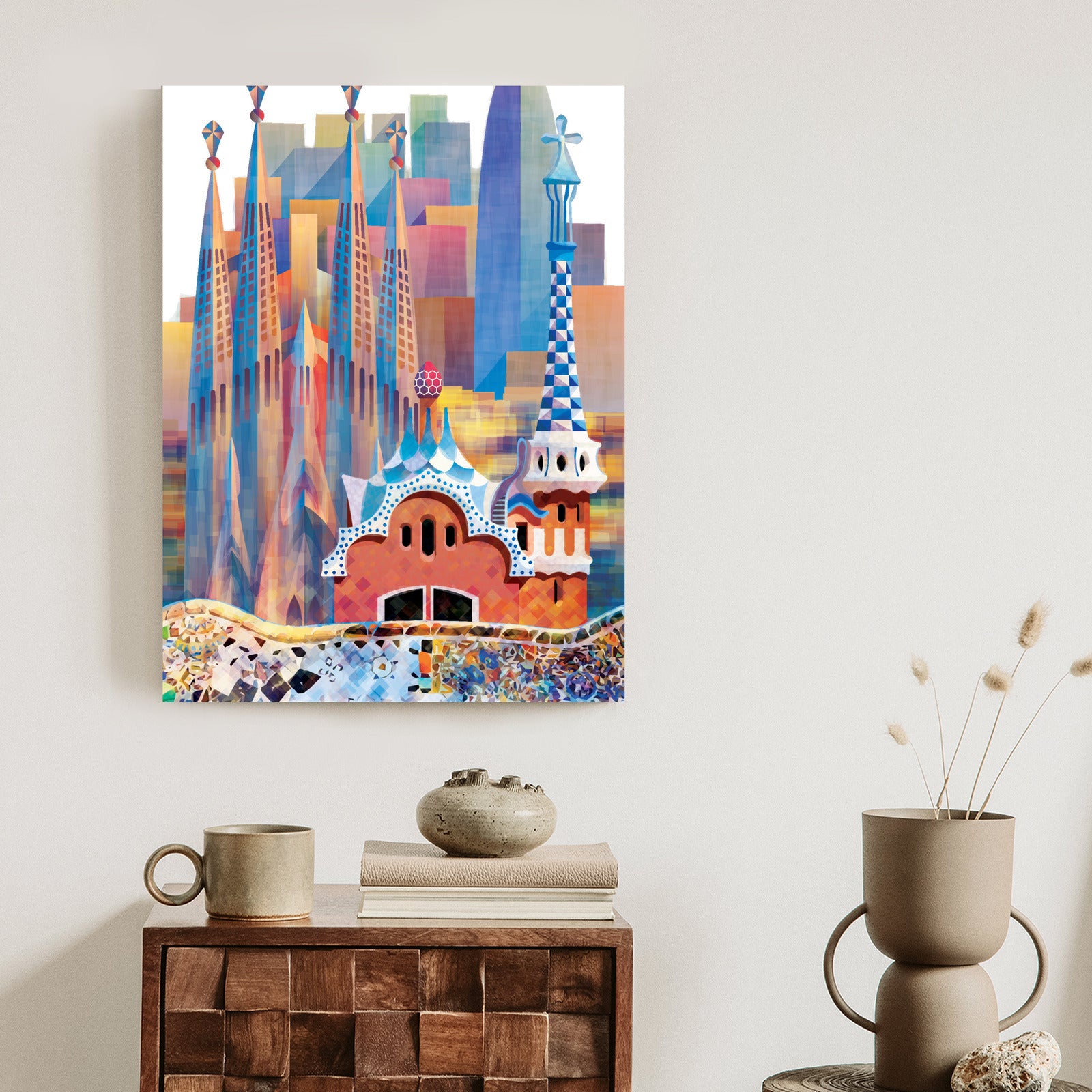 Plakat Słynna Architektura Barcelony Abstrakcja Rama Aluminiowa Kolor Czarny