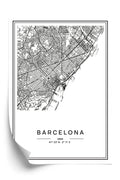 Plakat Mapa Miasta Barcelona W Czerni I Bieli Rama Aluminiowa Kolor Czarny