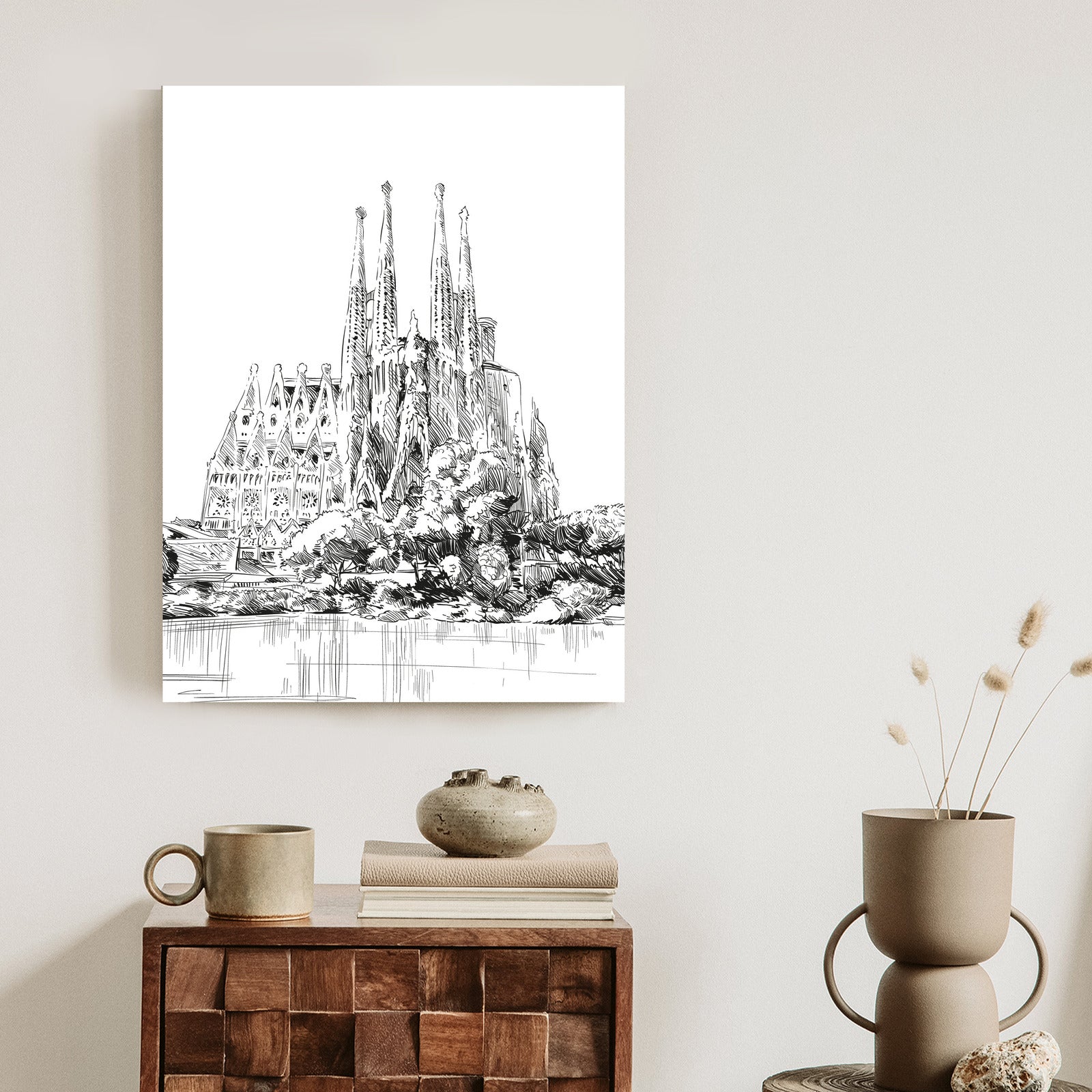 Plakat Bazylika Sagrada Familia Szkic Rama Aluminiowa Kolor Czarny