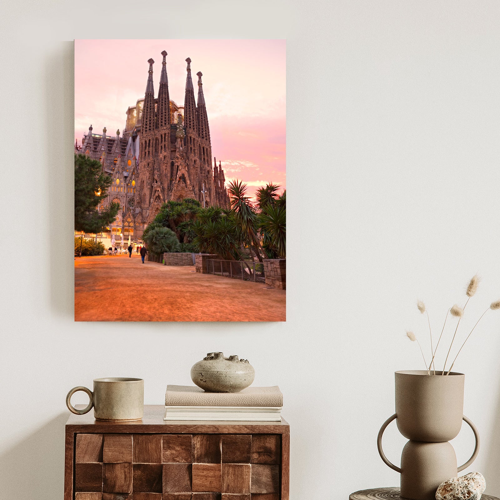 Plakat La Sagrada Familia Podczas Zachodu Słońca Rama Aluminiowa Kolor Czarny