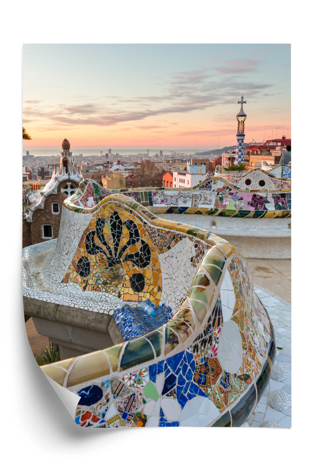 Plakat Wschód Słońca Widziany Z Park Guell W Barcelonie Rama Aluminiowa Kolor Czarny