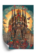 Plakat Abstrakcyjna Koncepcja Kościoła Sagrada Familia Rama Aluminiowa Kolor Czarny