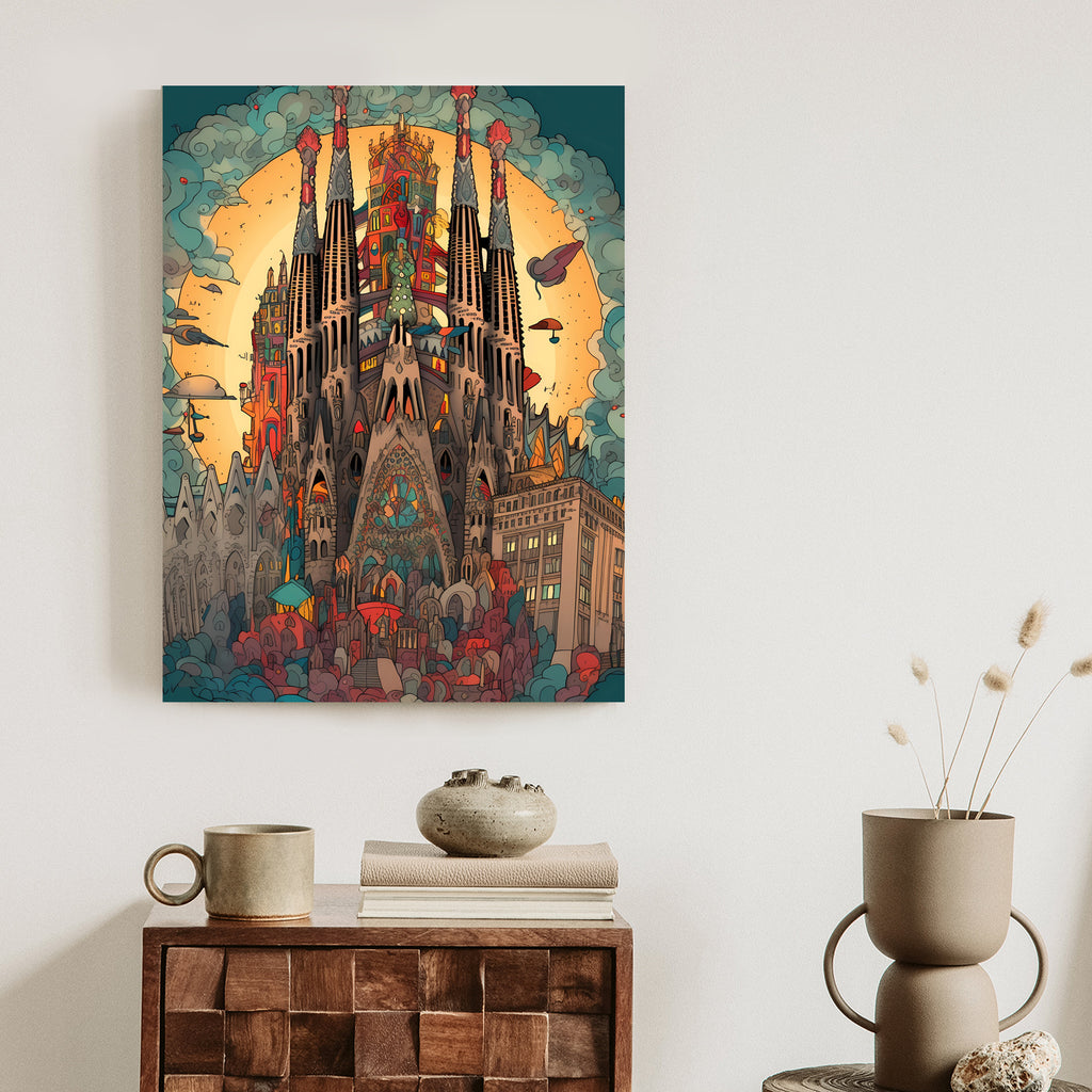 Plakat Abstrakcyjna Koncepcja Kościoła Sagrada Familia Rama Aluminiowa Kolor Czarny