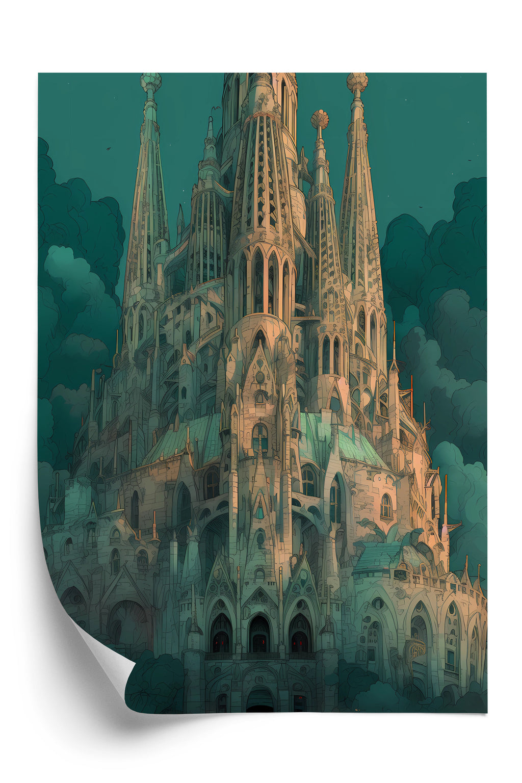 Plakat Sagrada Familia Secesyjny Kościół W Barcelonie Rama Aluminiowa Kolor Czarny