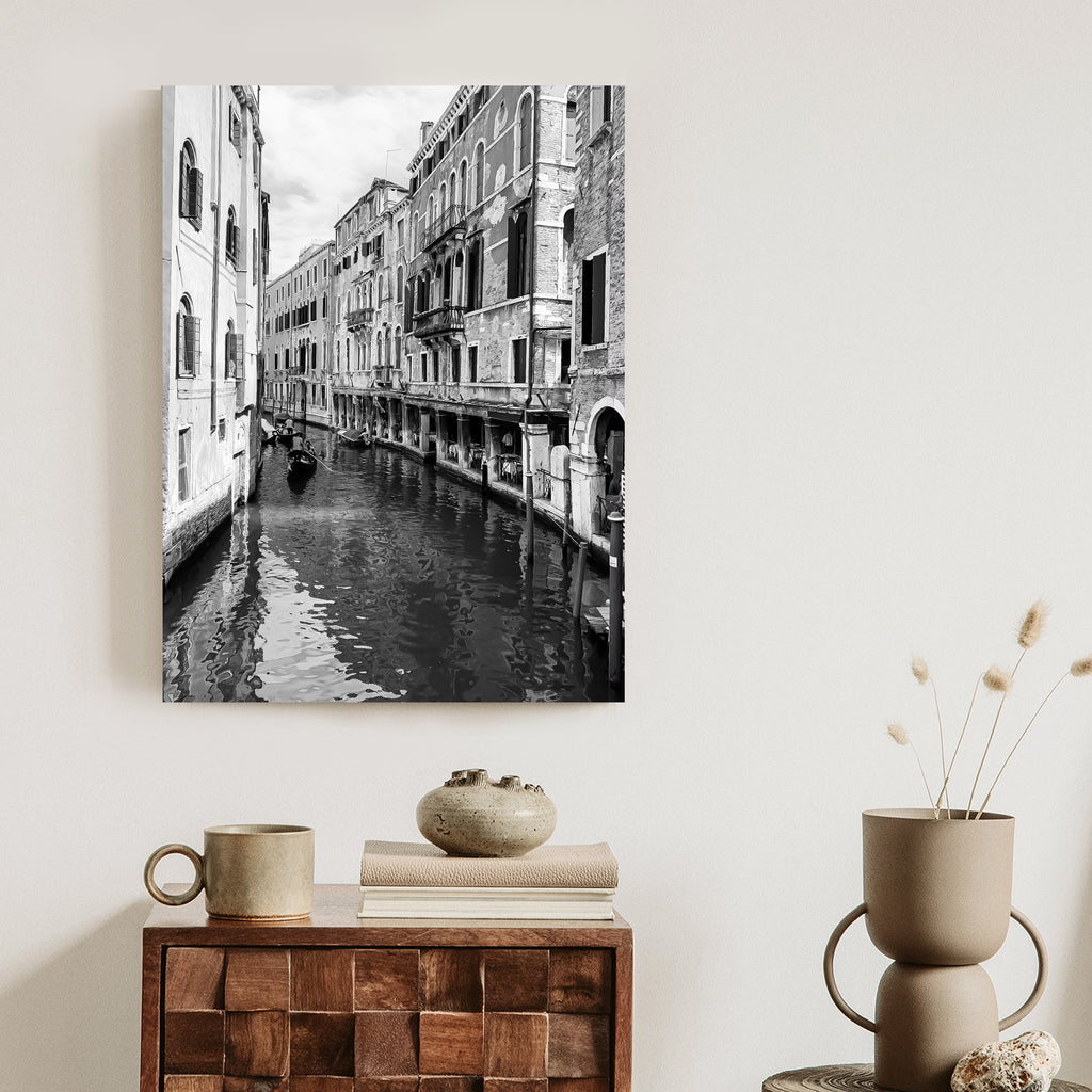 Plakat Kanał W Wenecji W Czerni I Bieli Rama Aluminiowa Kolor Czarny