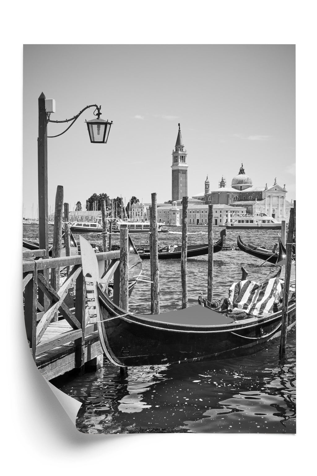 Plakat Gondola W Czarno Białej Wenecji Rama Aluminiowa Kolor Czarny