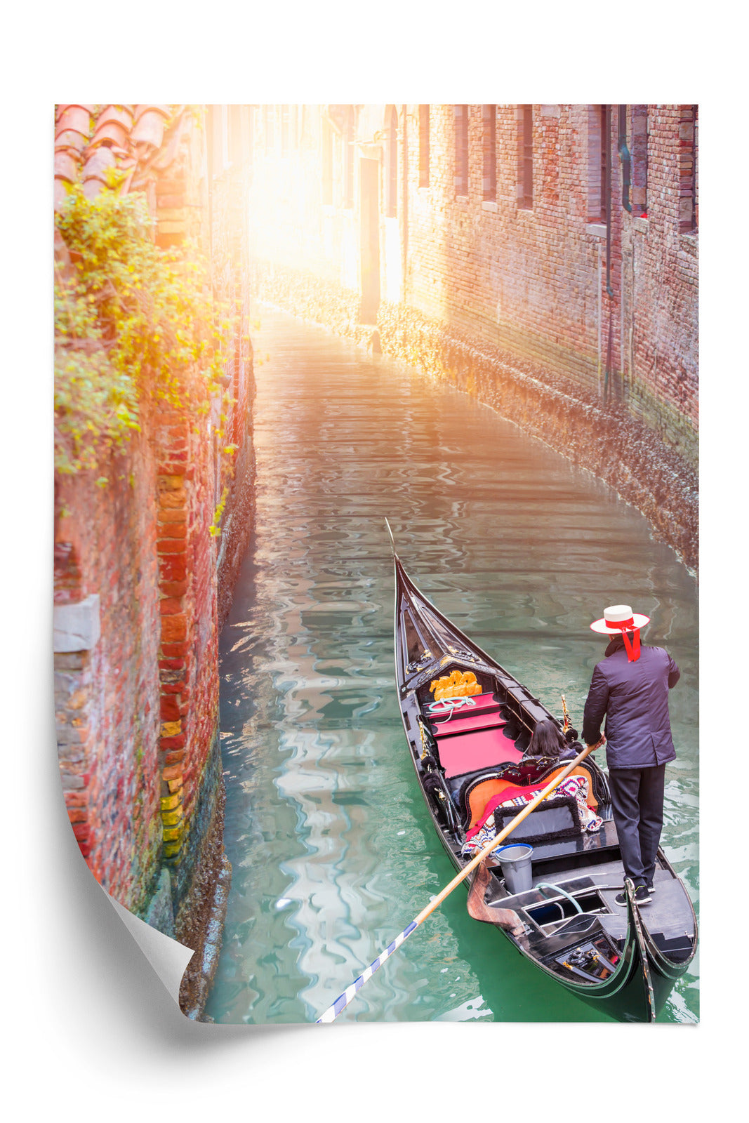 Plakat Gondolier Wenecki Na Zielonych Wodach Kanału Rama Aluminiowa Kolor Czarny