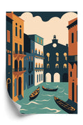 Plakat Canal Grande Z Gondolami W Wenecji Ilustracja Rama Aluminiowa Kolor Czarny