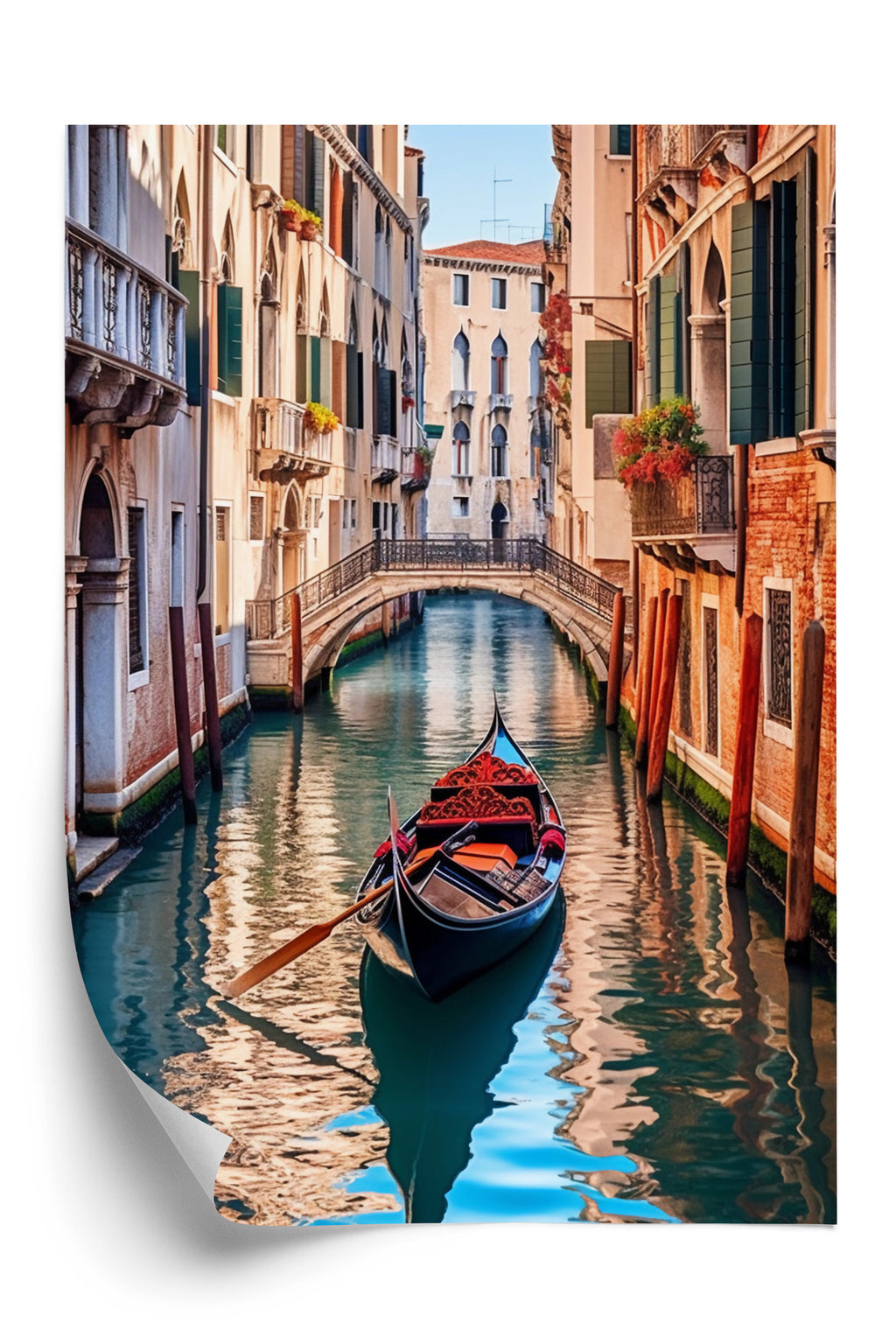 Plakat Gondola Na Kanale W Wenecji Rama Aluminiowa Kolor Czarny