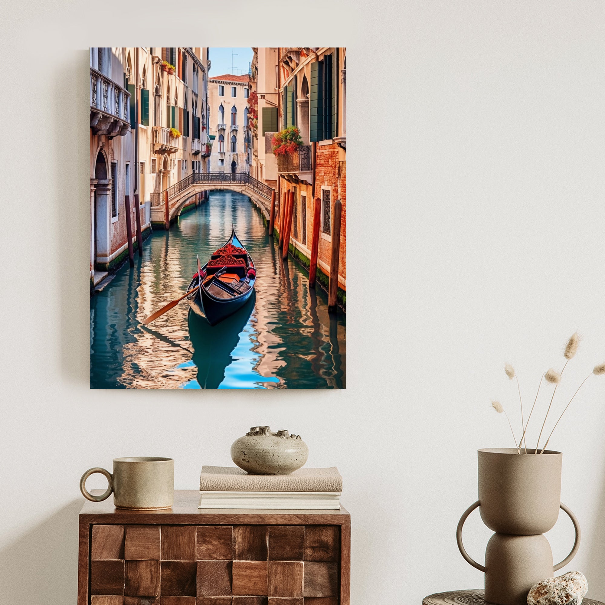 Plakat Gondola Na Kanale W Wenecji Rama Aluminiowa Kolor Czarny