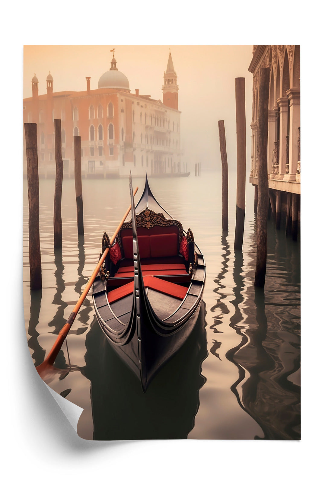 Plakat Gondola Na Tle Weneckiego Krajobrazu Rama Aluminiowa Kolor Czarny